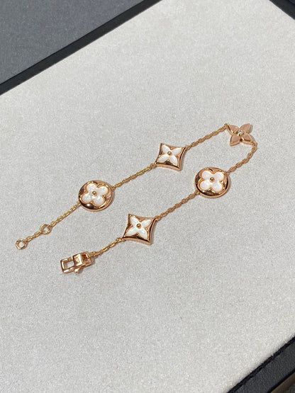 [Echo Fine ]STAR AND SUN 5 MOTIF MOP PINK GOLD BRACELET
