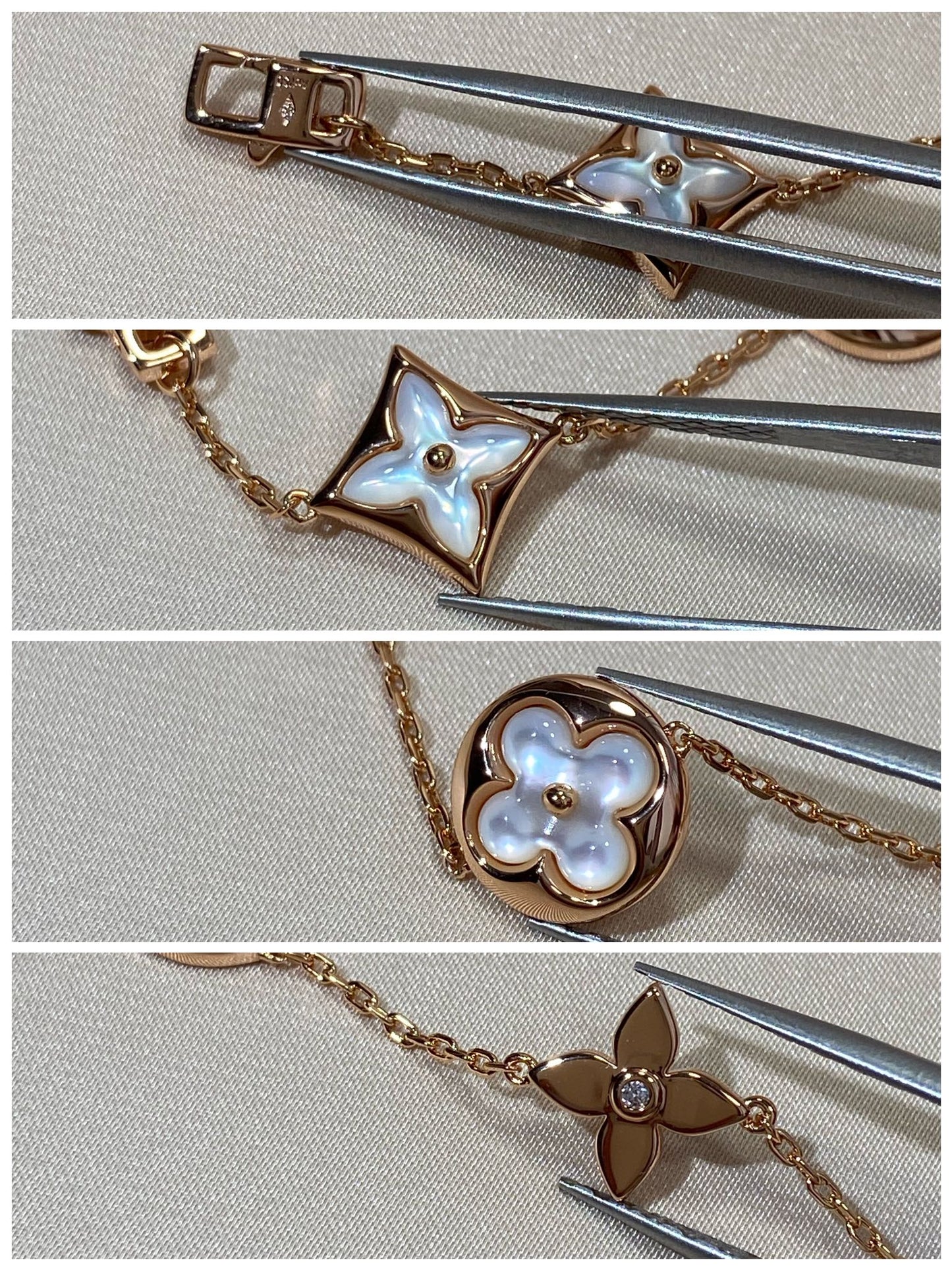 [Echo Fine ]STAR AND SUN 5 MOTIF MOP PINK GOLD BRACELET