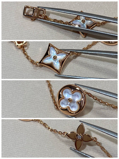 [Echo Fine ]STAR AND SUN 5 MOTIF MOP PINK GOLD BRACELET