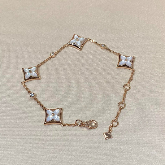 [Echo Fine ]STAR 4 MOTIF MOP DIAMOND PINK GOLD BRACELET
