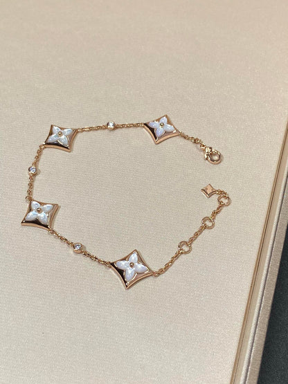 [Echo Fine ]STAR 4 MOTIF MOP DIAMOND PINK GOLD BRACELET