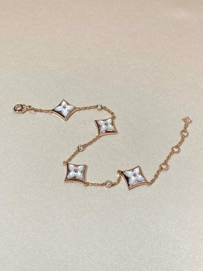 [Echo Fine ]STAR 4 MOTIF MOP DIAMOND PINK GOLD BRACELET