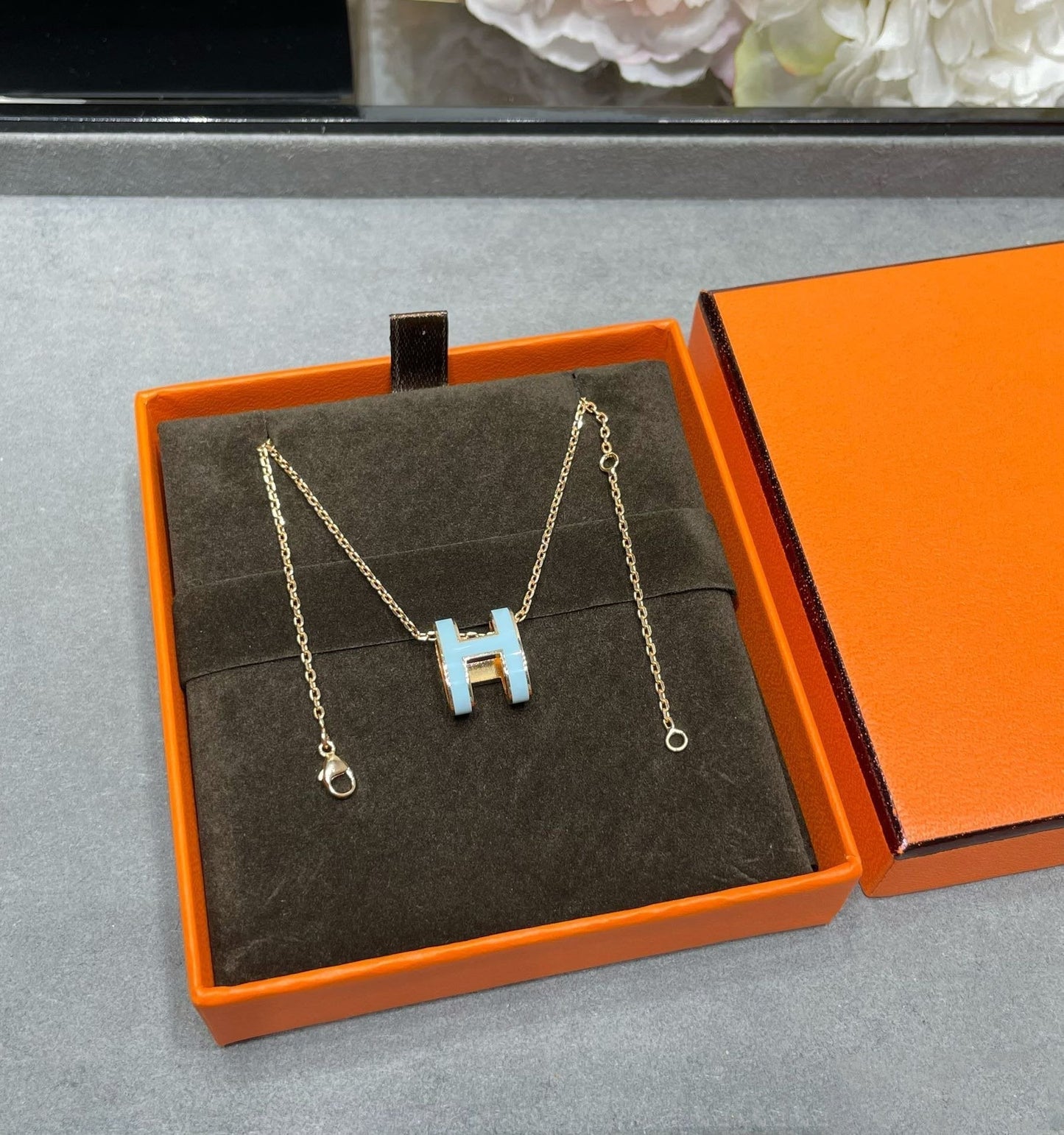 [Echo Fine ]POP H SKY BLUE NECKLACE