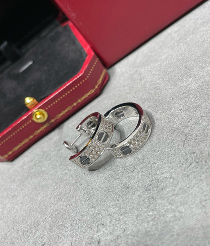 [Echo Fine ]LOVE CERAMIC DIAMOND PAVED SILVER EARRINGS