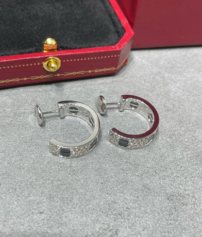 [Echo Fine ]LOVE CERAMIC DIAMOND PAVED SILVER EARRINGS