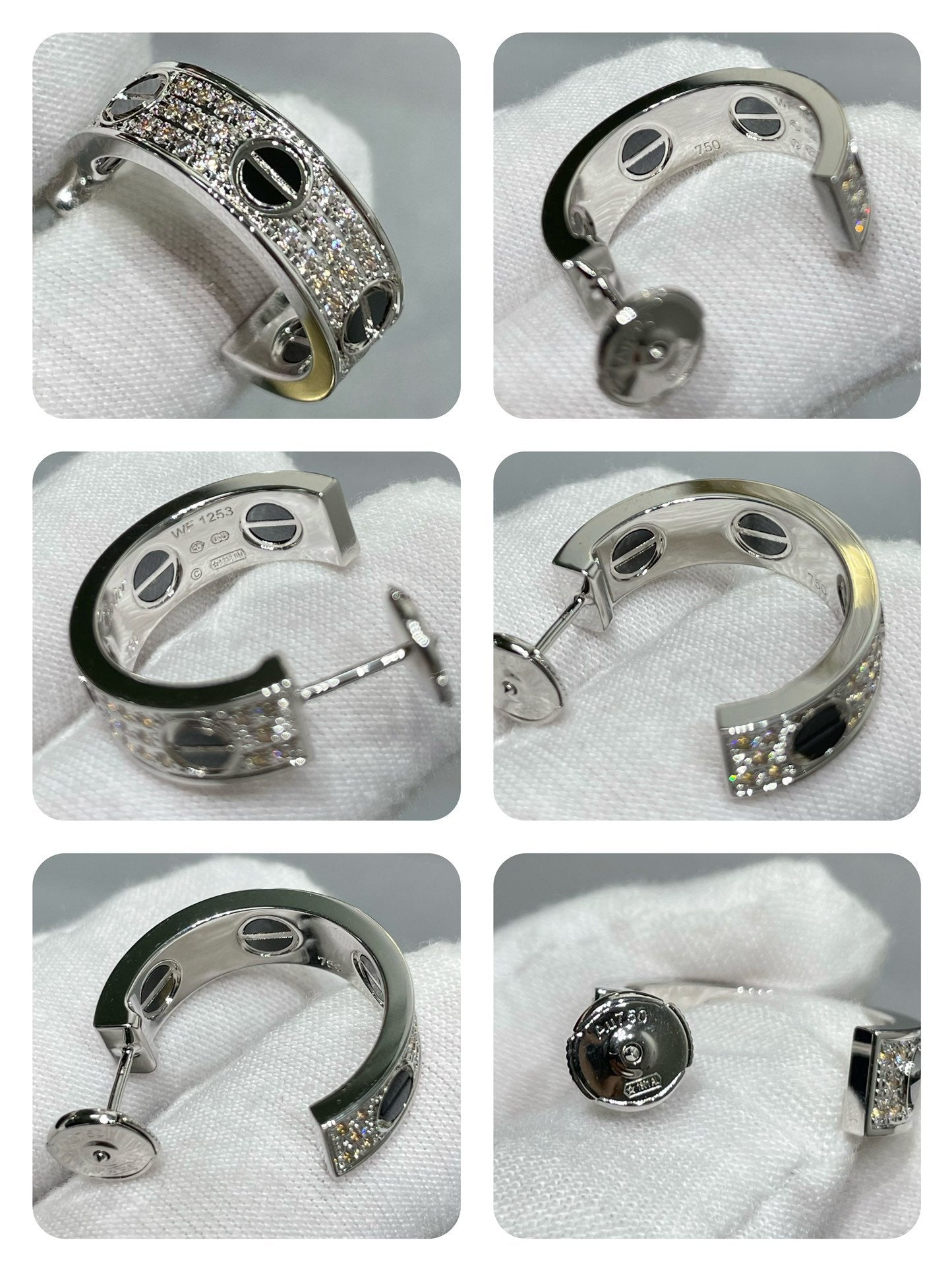 [Echo Fine ]LOVE CERAMIC DIAMOND PAVED SILVER EARRINGS