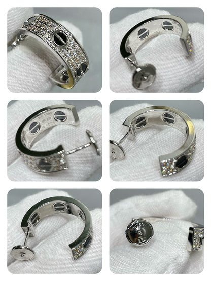 [Echo Fine ]LOVE CERAMIC DIAMOND PAVED SILVER EARRINGS