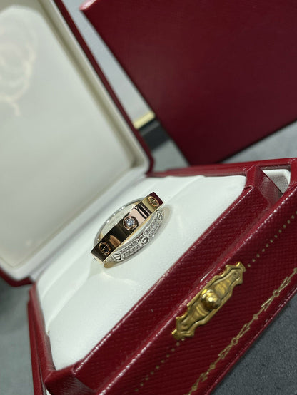 [Echo Fine ]LOVE PINK GOLD SILVER DIAMOND DOUBLE RING