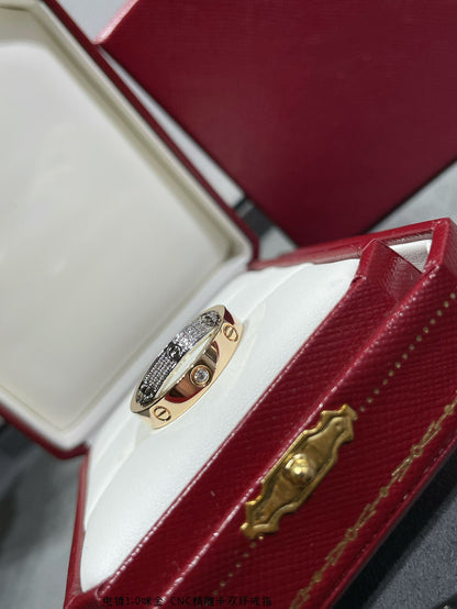 [Echo Fine ]LOVE PINK GOLD SILVER DIAMOND DOUBLE RING