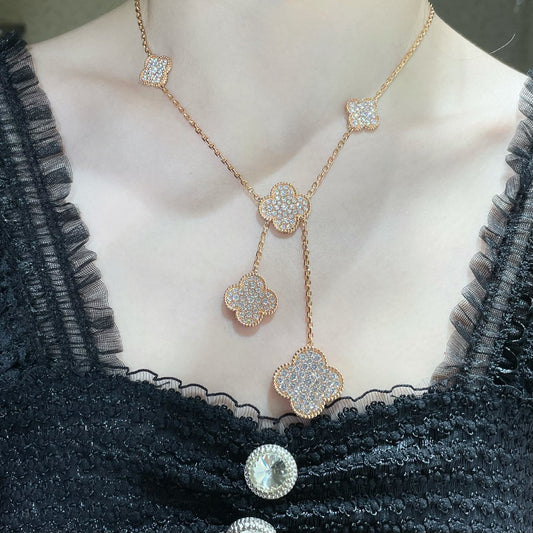 [Echo Fine ]CLOVER 6 MOTIF DIAMOND PAVED NECKLACE