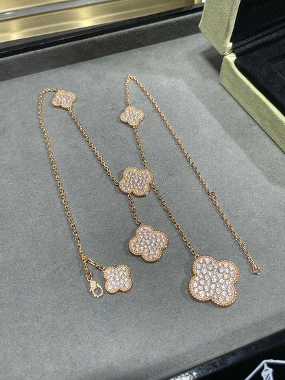 [Echo Fine ]CLOVER 6 MOTIF DIAMOND PAVED NECKLACE