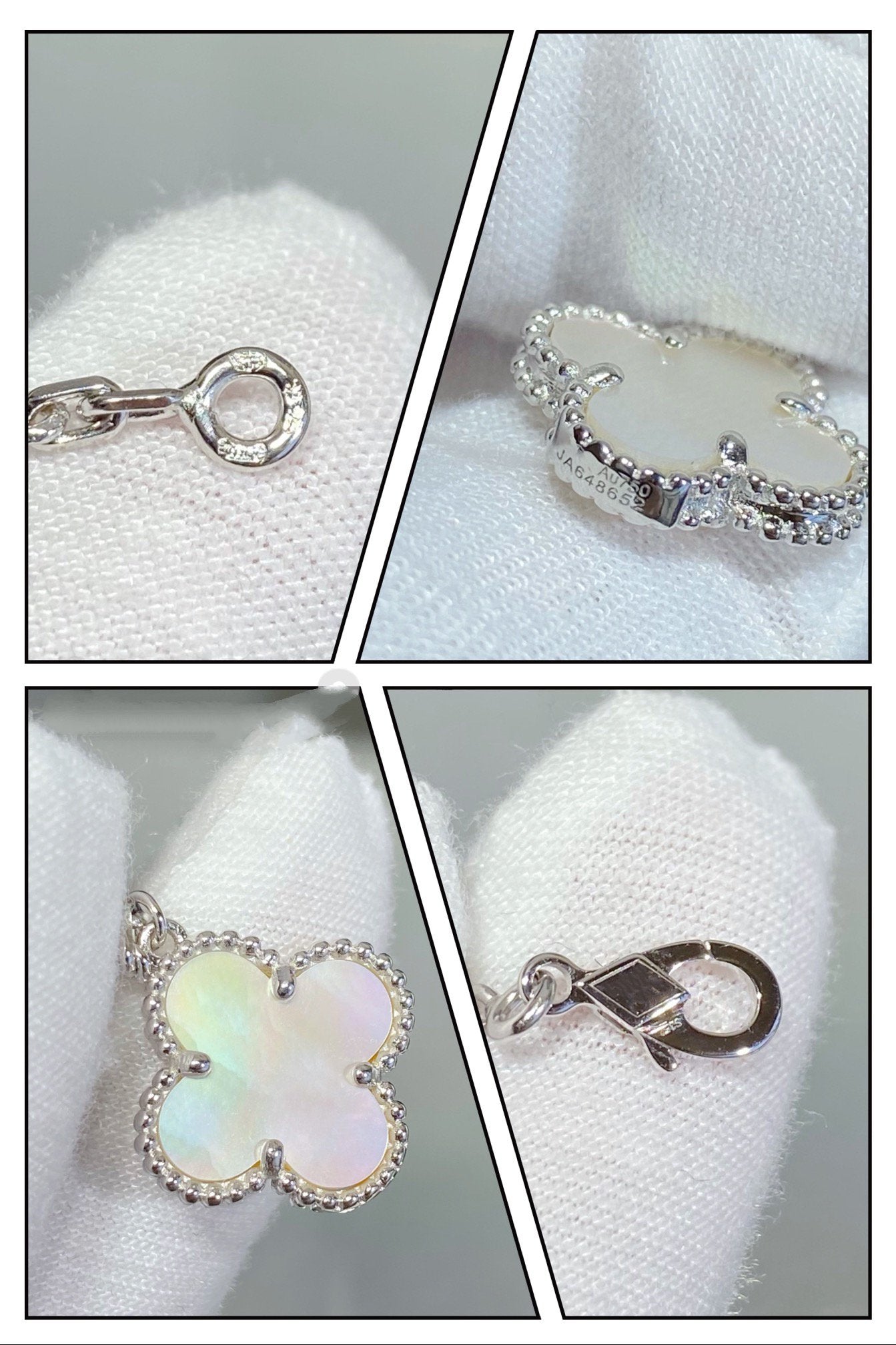 [Echo Fine ]CLOVER 5 MOTIF WHITE MOP SILVER BRACELET