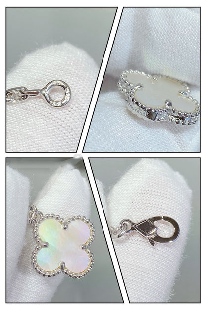 [Echo Fine ]CLOVER 5 MOTIF WHITE MOP SILVER BRACELET