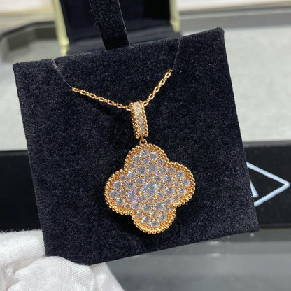 [Echo Fine ]CLOVER 25MM LARGE PEDANT DIAMOND PAVED LONG NECKLACE