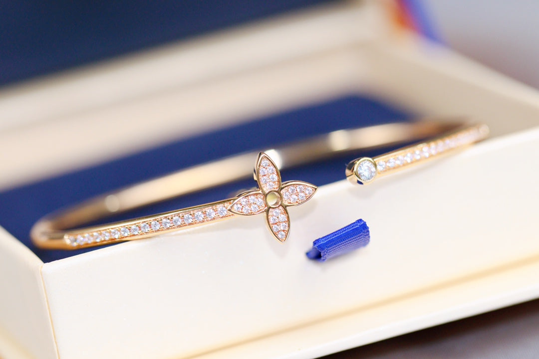 [Echo Fine ]IDYLLE PINK GOLD OPEN BRACELET DIAMOND PAVED