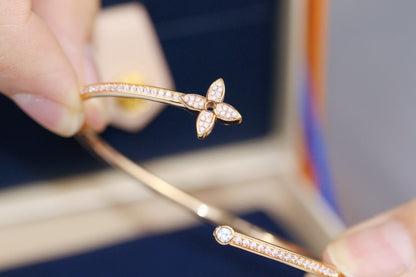 [Echo Fine ]IDYLLE PINK GOLD OPEN BRACELET DIAMOND PAVED