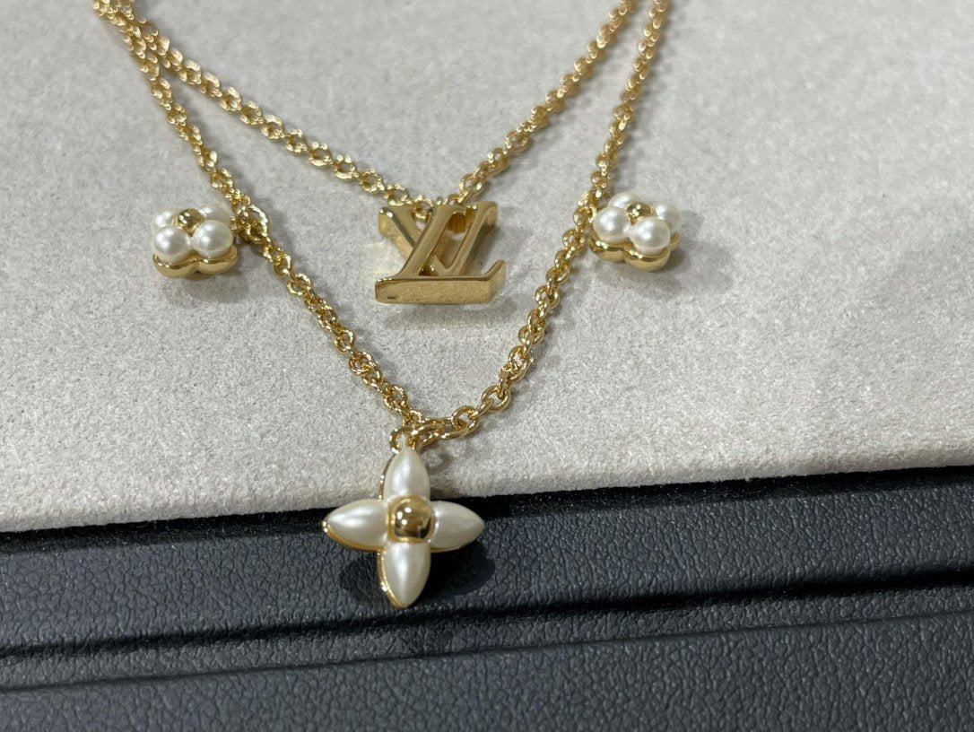 [Echo Fine ]FLOWERGRAM GOLD MOP DOUBLE ROW NECKLACE