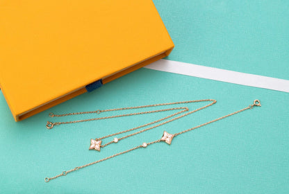 [Echo Fine ]STAR PINK MOP 1 DIAMOND PINK GOLD NECKLACE