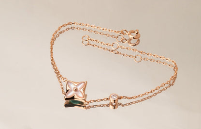 [Echo Fine ]STAR PINK MOP 1 DIAMOND PINK GOLD NECKLACE