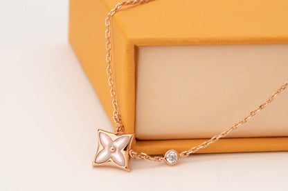 [Echo Fine ]STAR PINK MOP 1 DIAMOND PINK GOLD NECKLACE