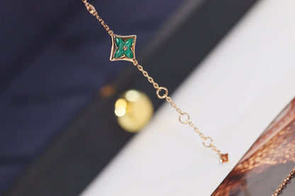 [Echo Fine ]STAR AND SUN 4 MOTIF PINK GOLD MALACHITE BRACELET