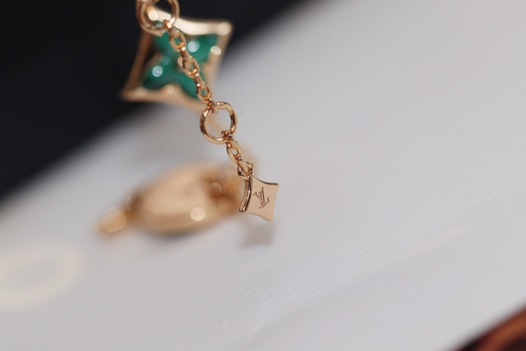 [Echo Fine ]STAR AND SUN 4 MOTIF PINK GOLD MALACHITE BRACELET