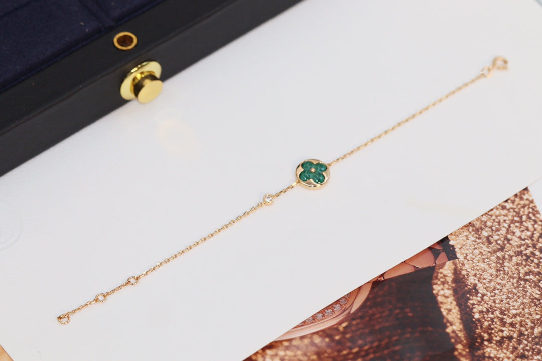 [Echo Fine ]STAR AND SUN 4 MOTIF PINK GOLD MALACHITE BRACELET