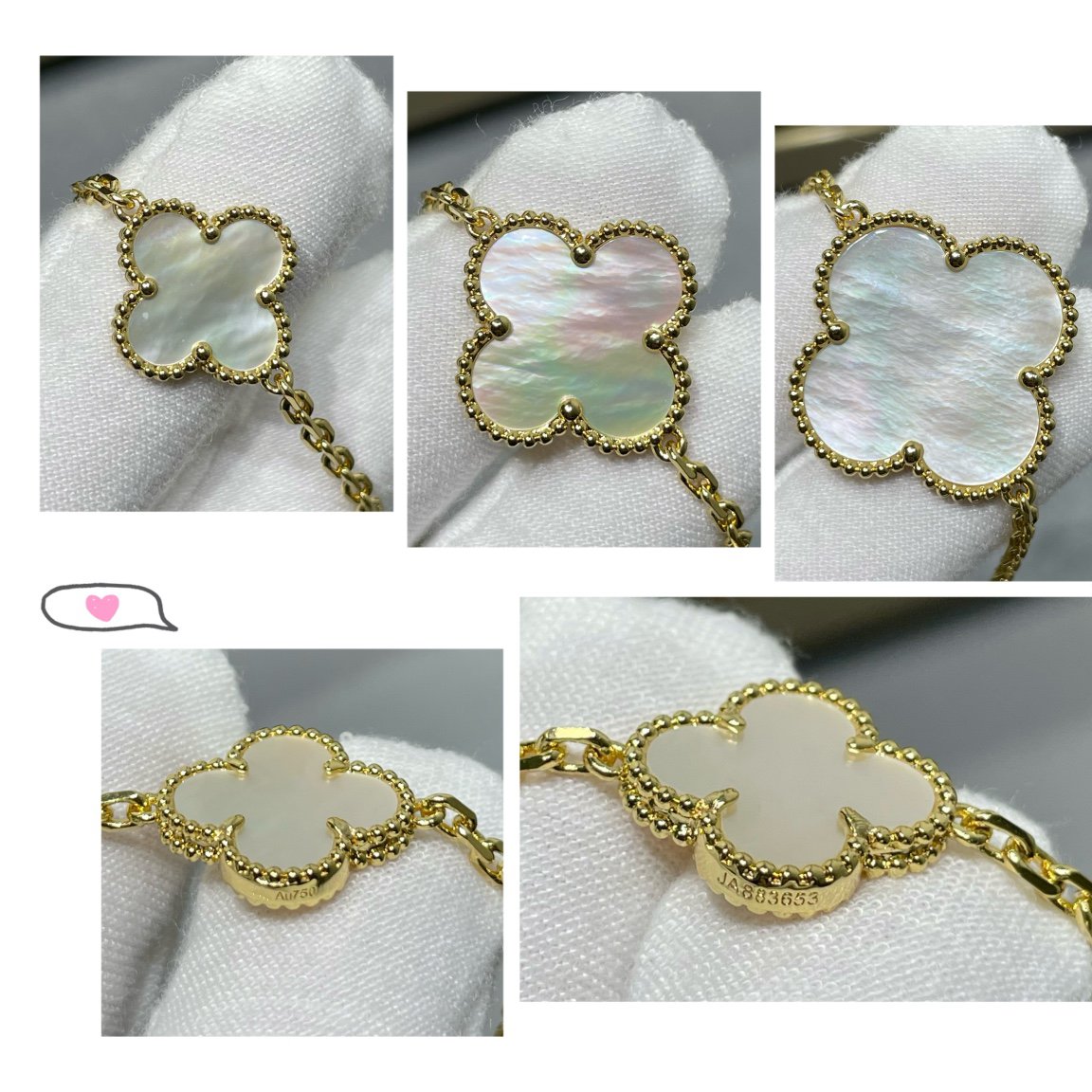 [Echo Fine ]CLOVER 16 MOTIF WHITE MOP GOLD NECKLACE