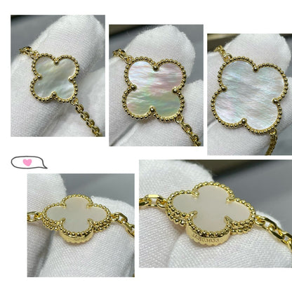 [Echo Fine ]CLOVER 16 MOTIF WHITE MOP GOLD NECKLACE
