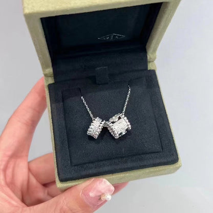 [Echo Fine ]PERLEE DOUBLE PENDANT SILVER DIAMOND NECKLACE