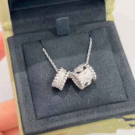 [Echo Fine ]PERLEE DOUBLE PENDANT SILVER DIAMOND NECKLACE