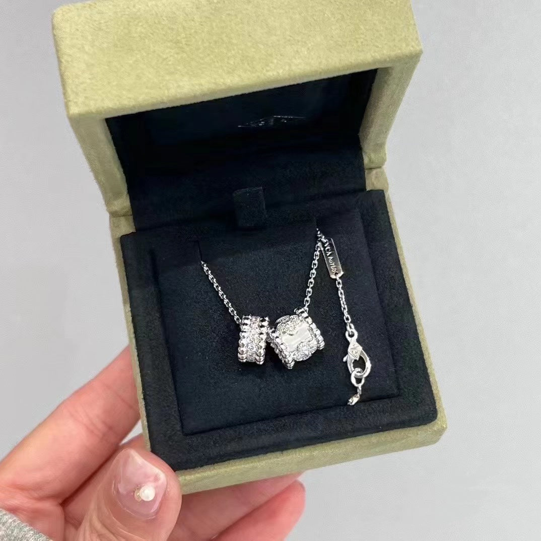 [Echo Fine ]PERLEE DOUBLE PENDANT SILVER DIAMOND NECKLACE
