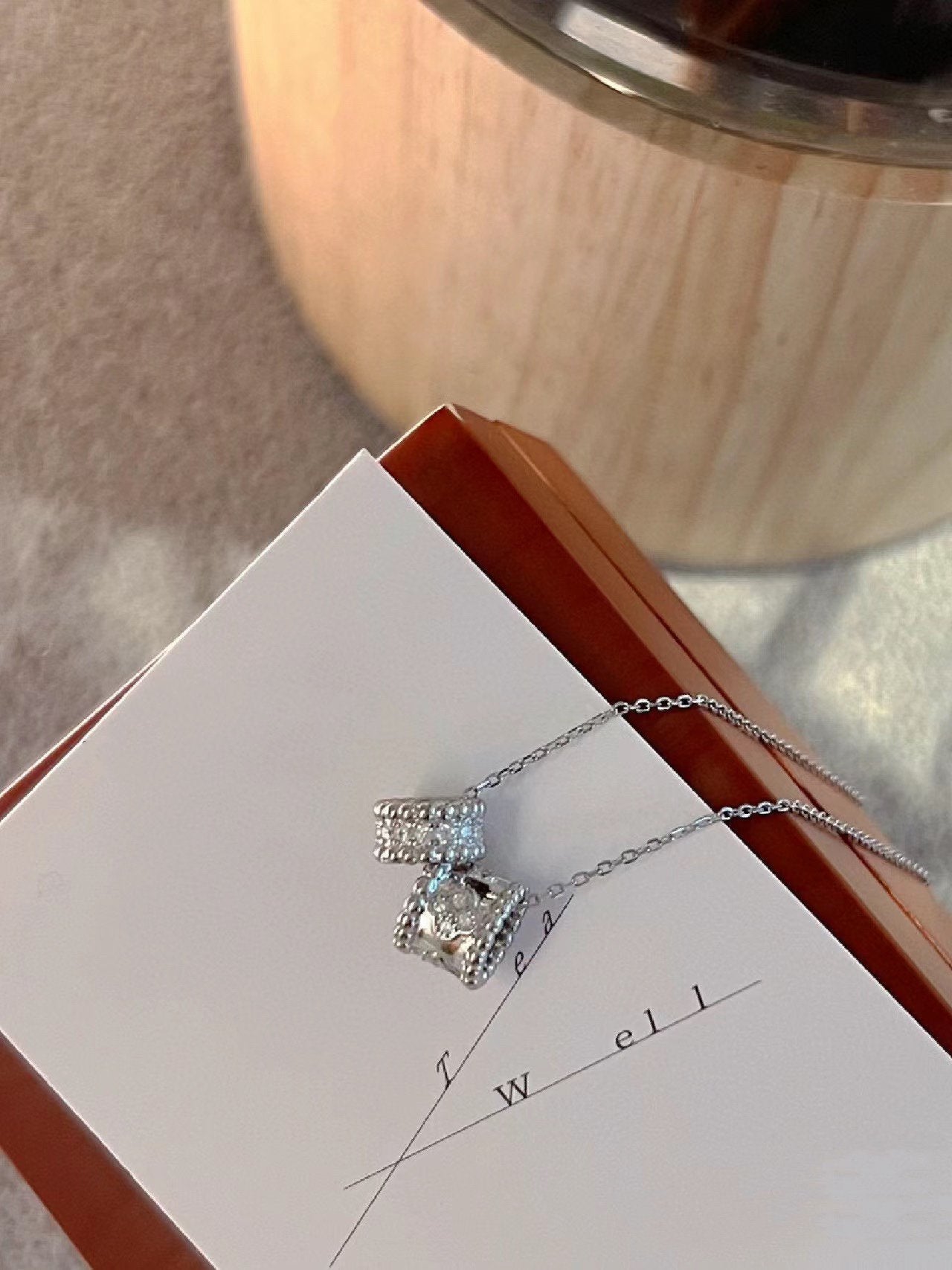 [Echo Fine ]PERLEE DOUBLE PENDANT SILVER DIAMOND NECKLACE