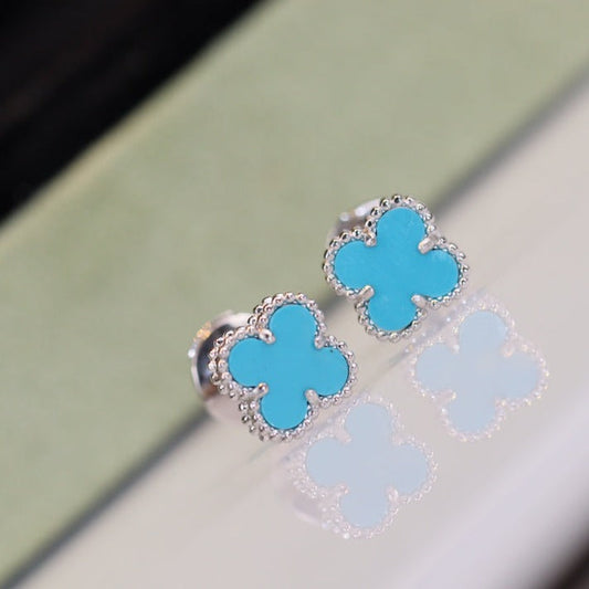 [Echo Fine ]CLOVER MINI TURQUOISE SILVER STUD EARRINGS