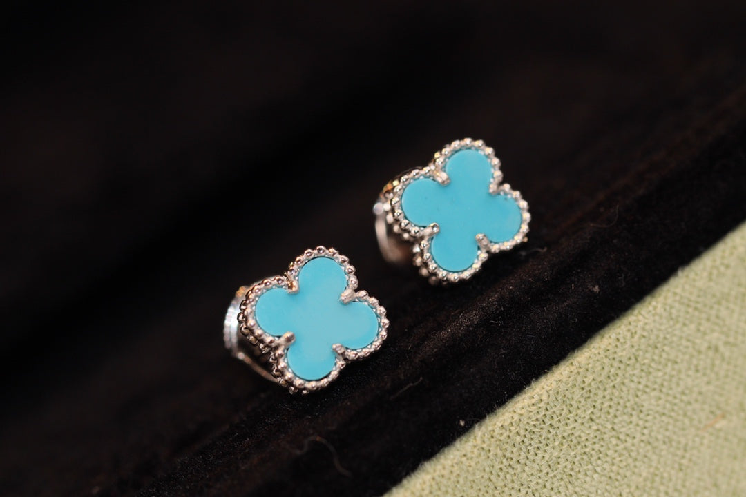 [Echo Fine ]CLOVER MINI TURQUOISE SILVER STUD EARRINGS