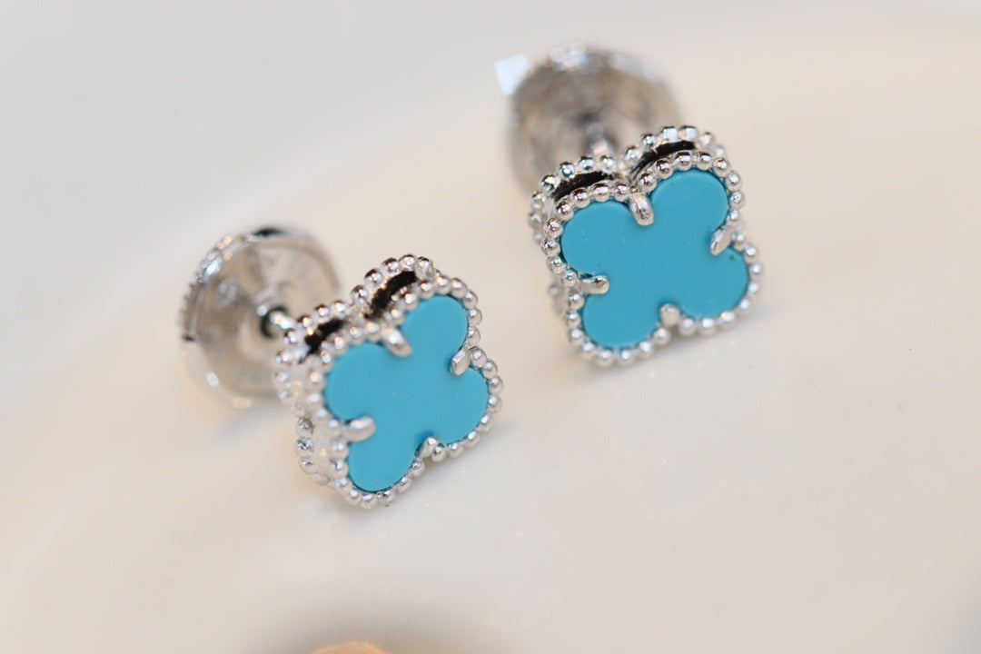 [Echo Fine ]CLOVER MINI TURQUOISE SILVER STUD EARRINGS