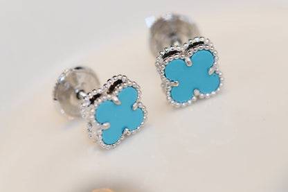 [Echo Fine ]CLOVER MINI TURQUOISE SILVER STUD EARRINGS