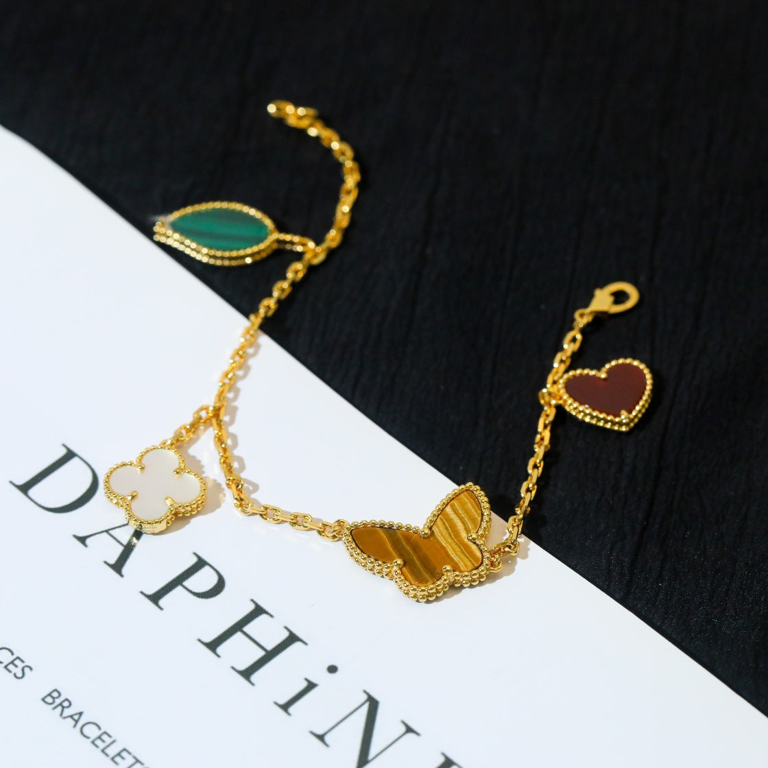 [Echo Fine ]LUCKY SPRING 5 MOTIF GOLD BRACELET
