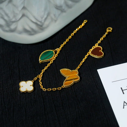 [Echo Fine ]LUCKY SPRING 5 MOTIF GOLD BRACELET
