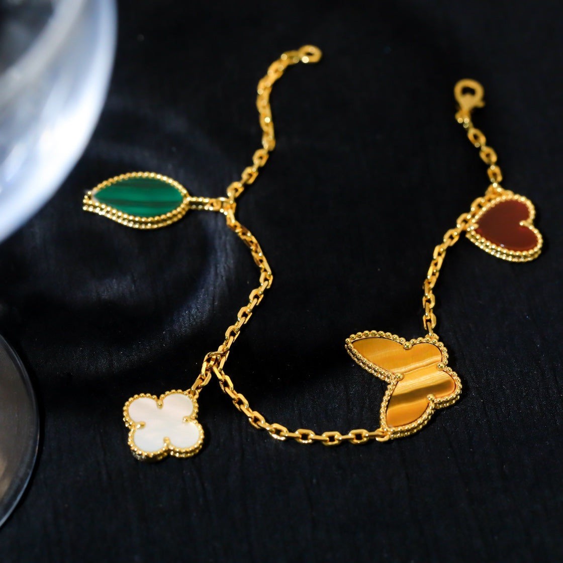 [Echo Fine ]LUCKY SPRING 5 MOTIF GOLD BRACELET