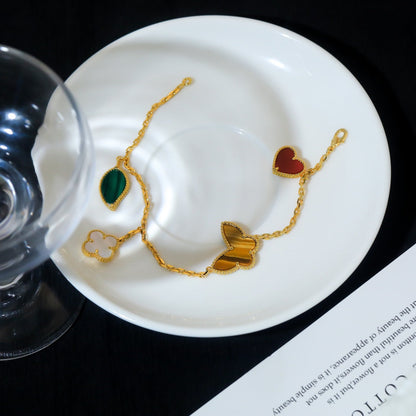 [Echo Fine ]LUCKY SPRING 5 MOTIF GOLD BRACELET
