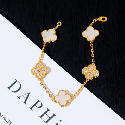 [Echo Fine ]CLOVER BRACELET 5 MOTIF WHITE MOP DIAMOND