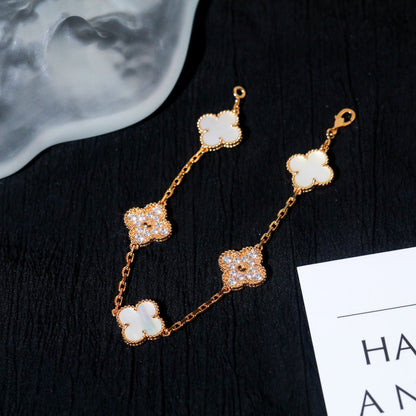 [Echo Fine ]CLOVER BRACELET 5 MOTIF WHITE MOP DIAMOND