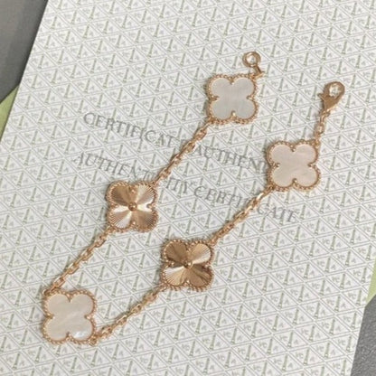 [Echo Fine ]CLOVER BRACELET 5 MOTIF WHITE MOP PINK GOLD
