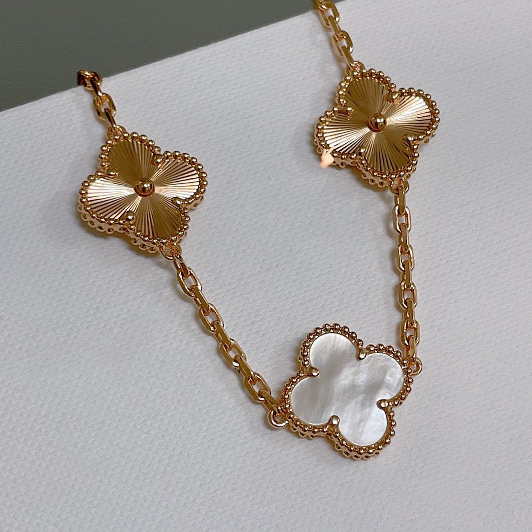 [Echo Fine ]CLOVER BRACELET 5 MOTIF WHITE MOP PINK GOLD