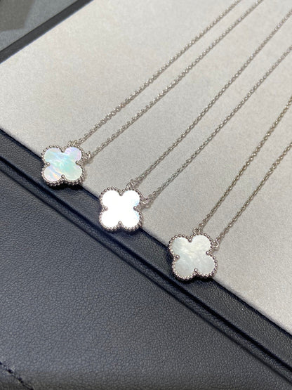 [Echo Fine ]CLOVER MEDIUM SILVER WHITE MOP NECKLACE