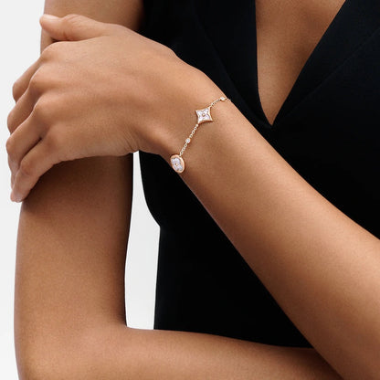 [Echo Fine ]STAR AND SUN 4 MOTIF WHITE MOP PINK GOLD BRACELET