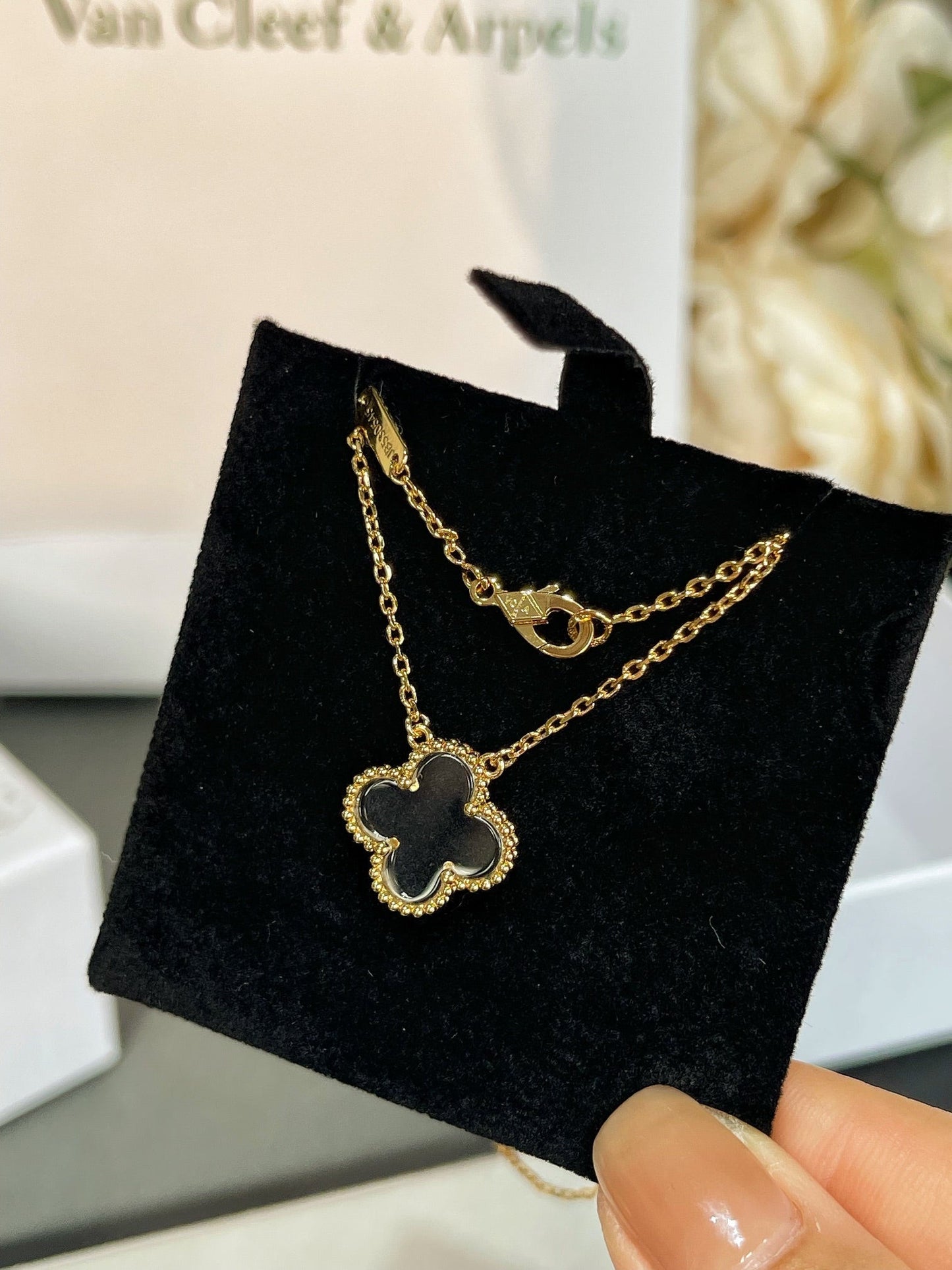 [Echo Fine ]CLOVER ROCK CRYSTAL ROSE GOLD NECKLACE