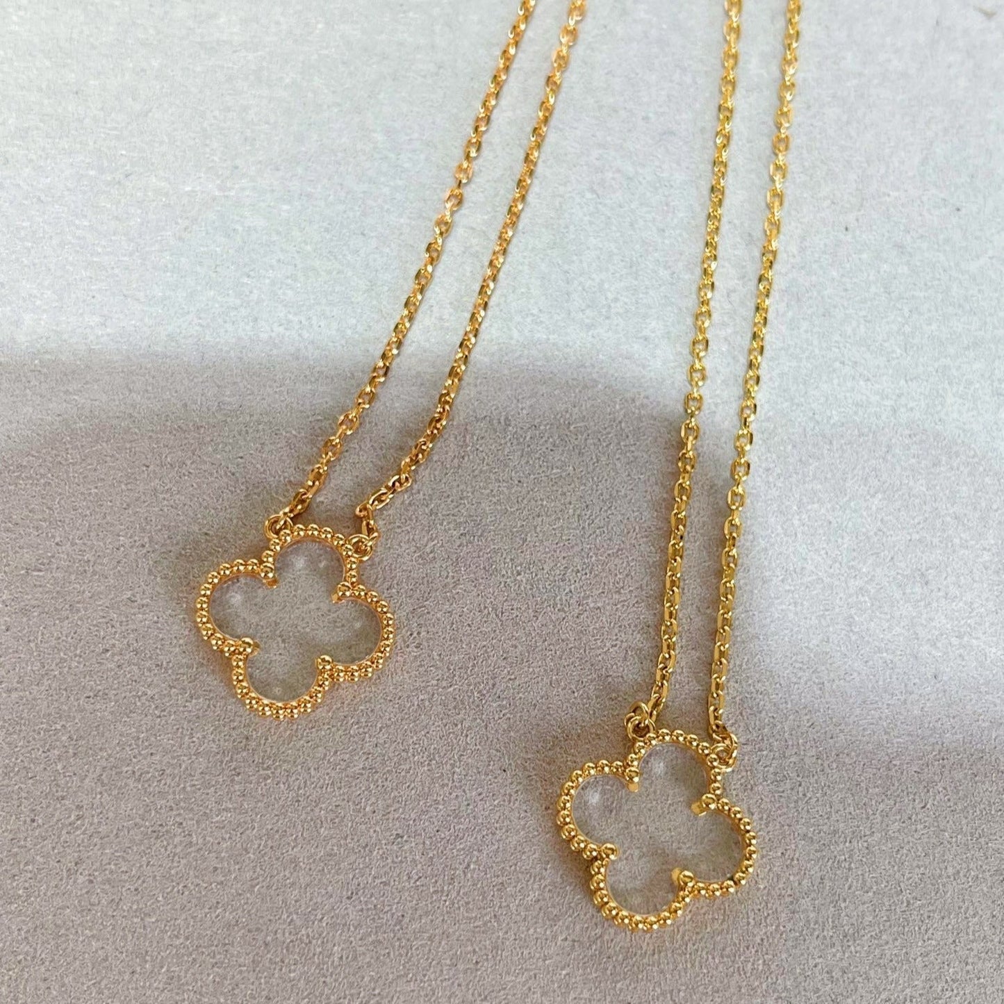 [Echo Fine ]CLOVER ROCK CRYSTAL ROSE GOLD NECKLACE