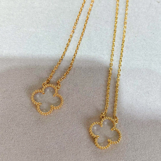 [Echo Fine ]CLOVER ROCK CRYSTAL ROSE GOLD NECKLACE